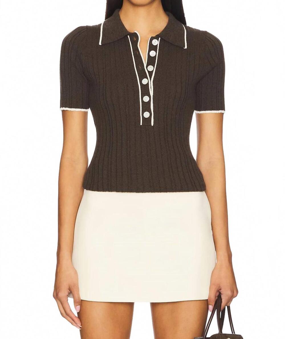 NEW ANNA QUAN zora short sleeve top in carob